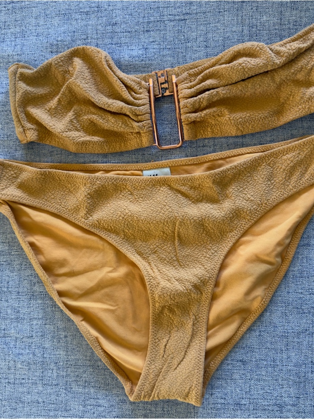 H&M Ochre Textured Bandeau Bikini with Buckle